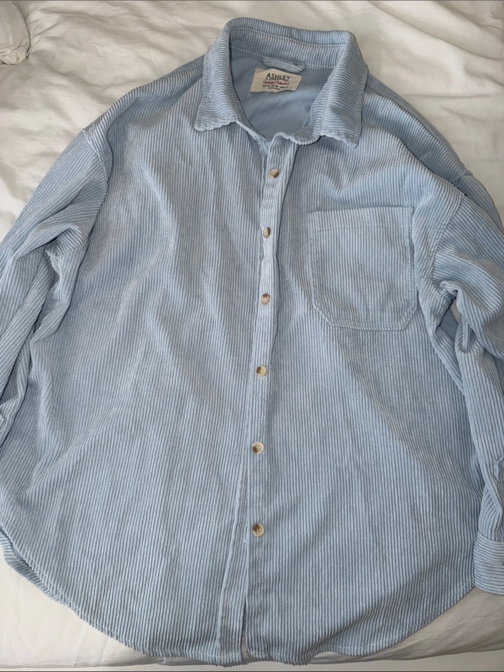 Ashley By 26 International Light Blue Corduroy Button-Down Shirt